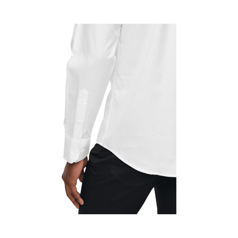 Polo Shirt Mens Long-Sleeve Textured White