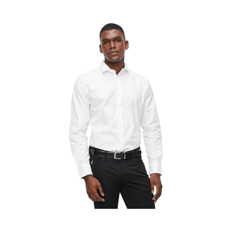Polo Shirt Mens Long-Sleeve Textured White