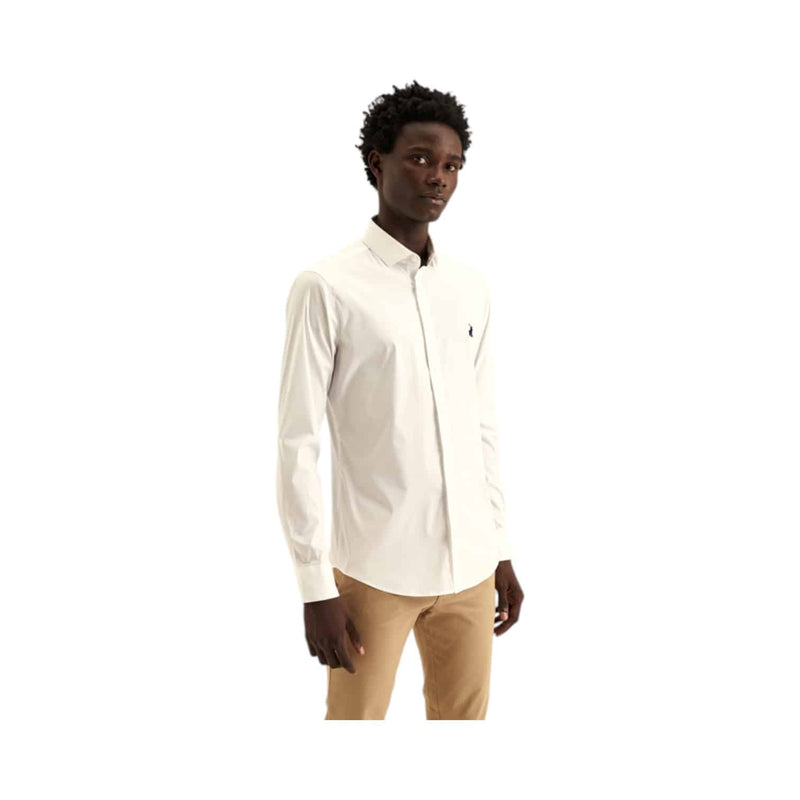 Polo Shirt Mens Greig Long-Sleeve Custom Fit White