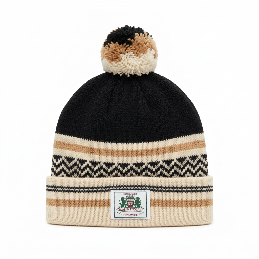 Strachan Zigzag Black And Tan Beanie
