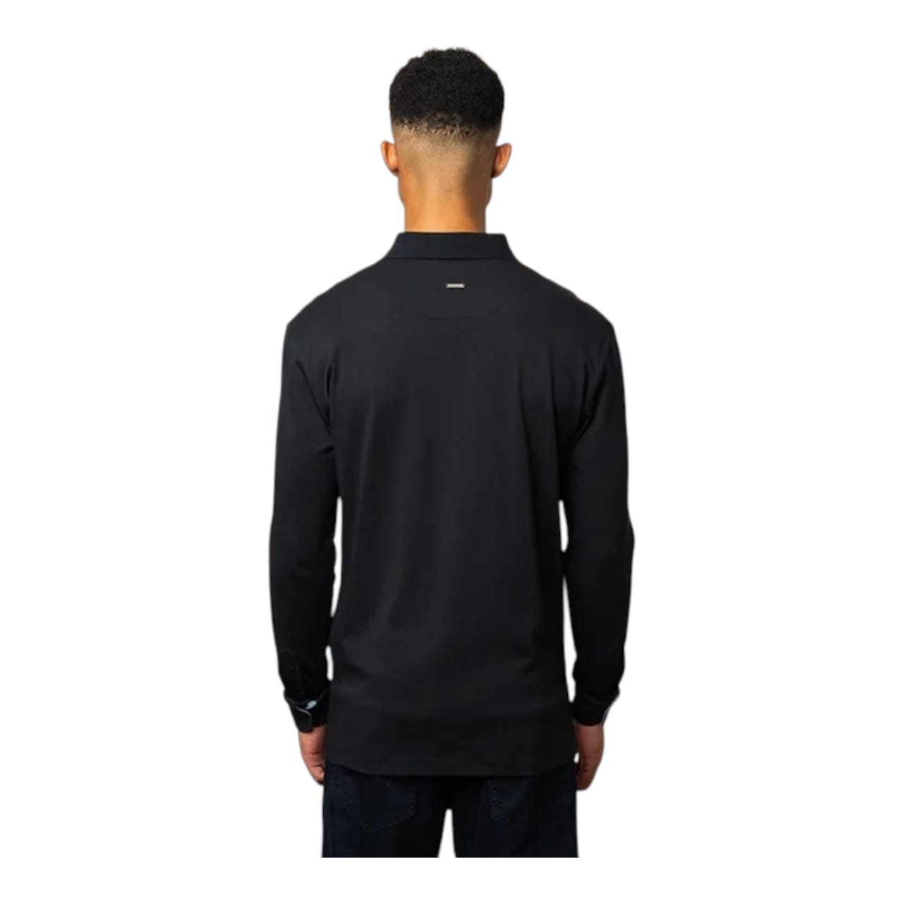 Polo Mens Double Yarn Custom Fit Long Sleeve  Golfer - Black