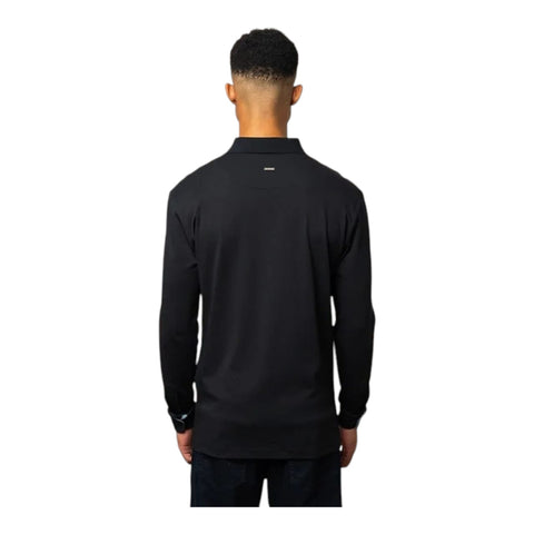 Polo Mens Double Yarn Custom Fit Long Sleeve  Golfer - Black