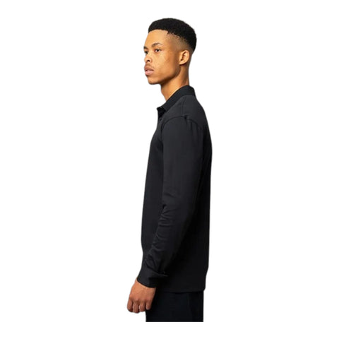 Polo Mens Double Yarn Custom Fit Long Sleeve  Golfer - Black
