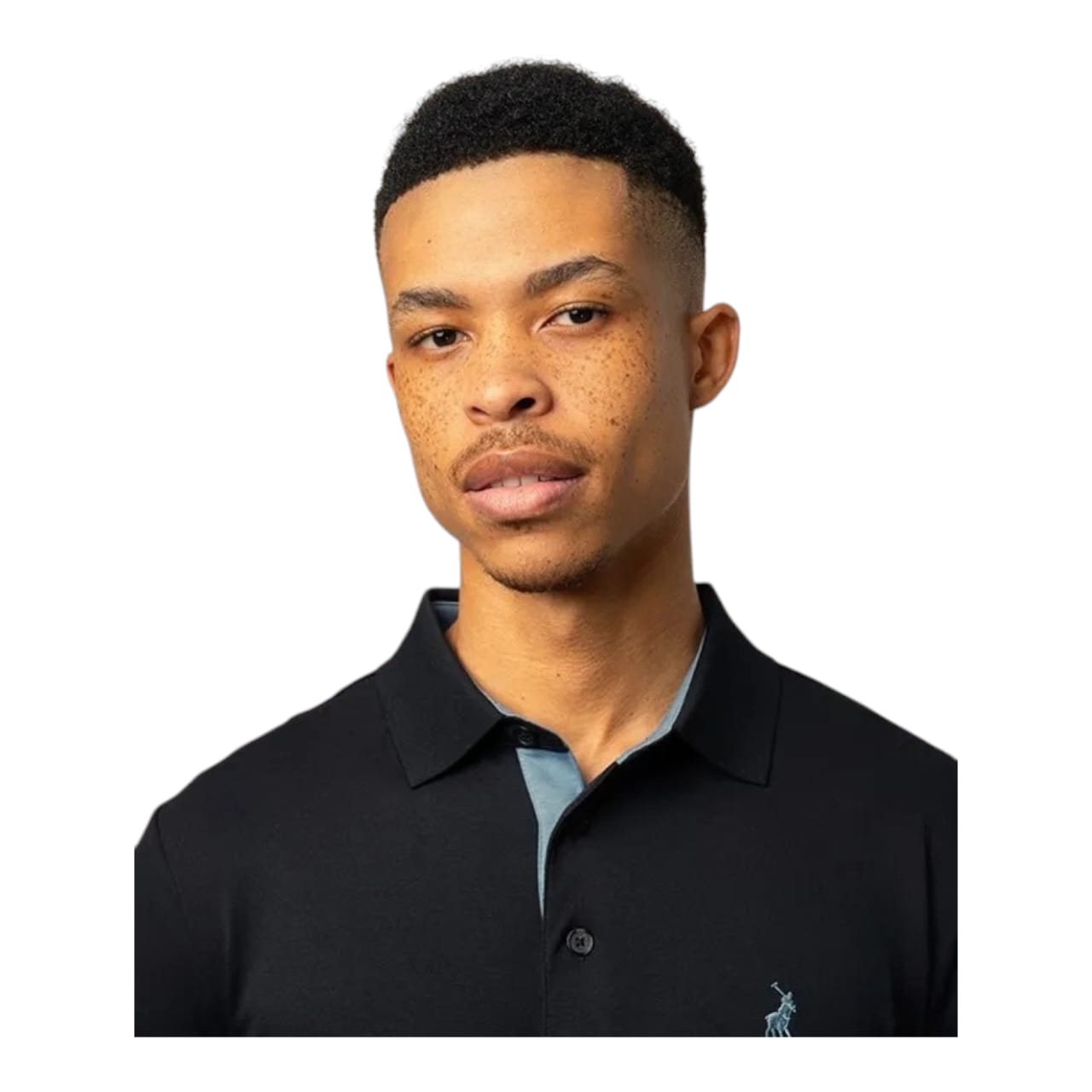 Polo Mens Double Yarn Custom Fit Long Sleeve  Golfer - Black