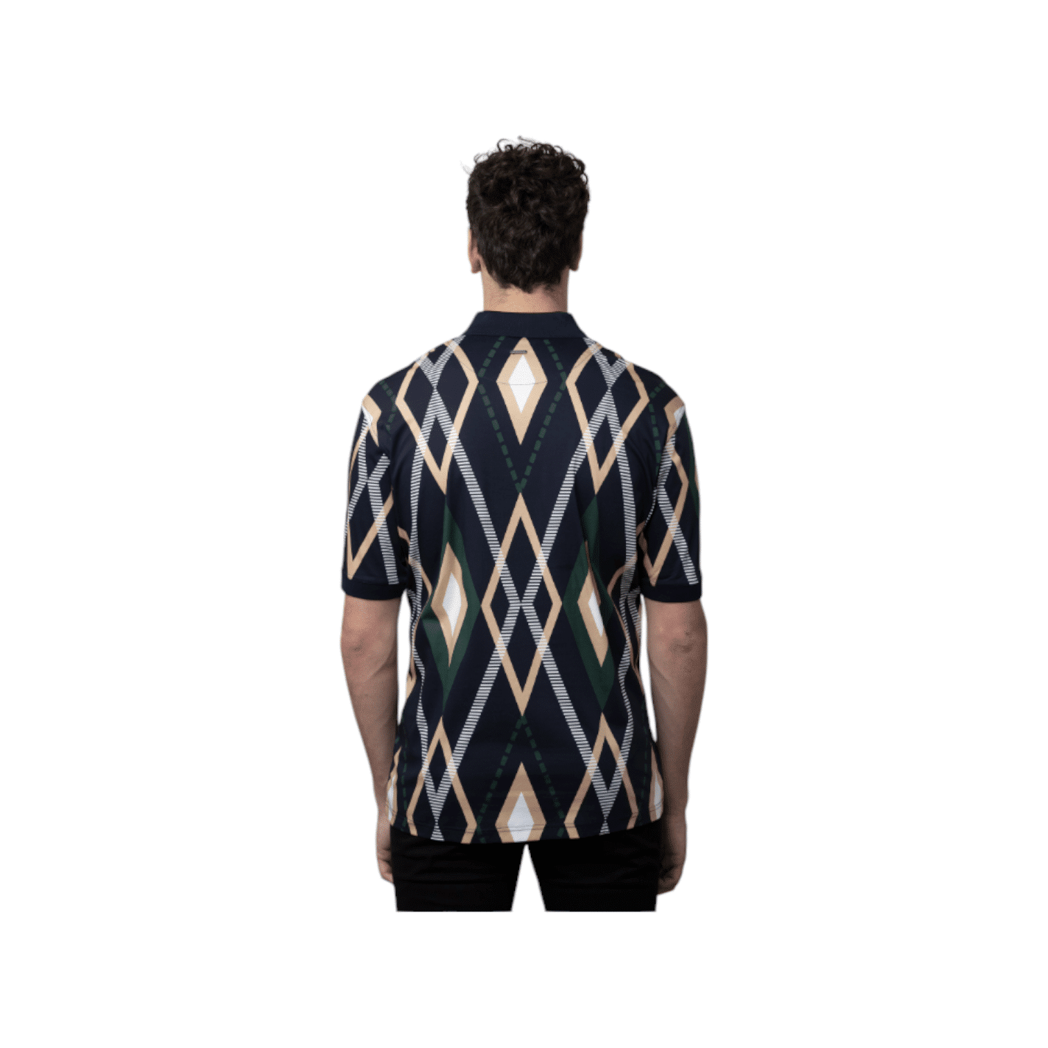 Polo Golfer Mercerised Argyle Print Navy