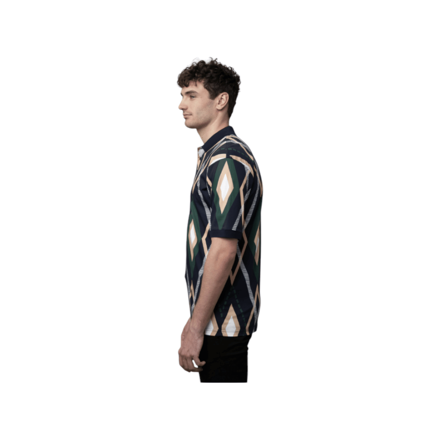 Polo Golfer Mercerised Argyle Print Navy