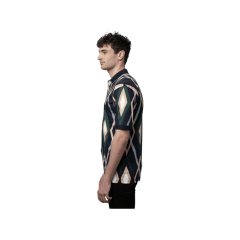 Polo Golfer Mercerised Argyle Print Navy