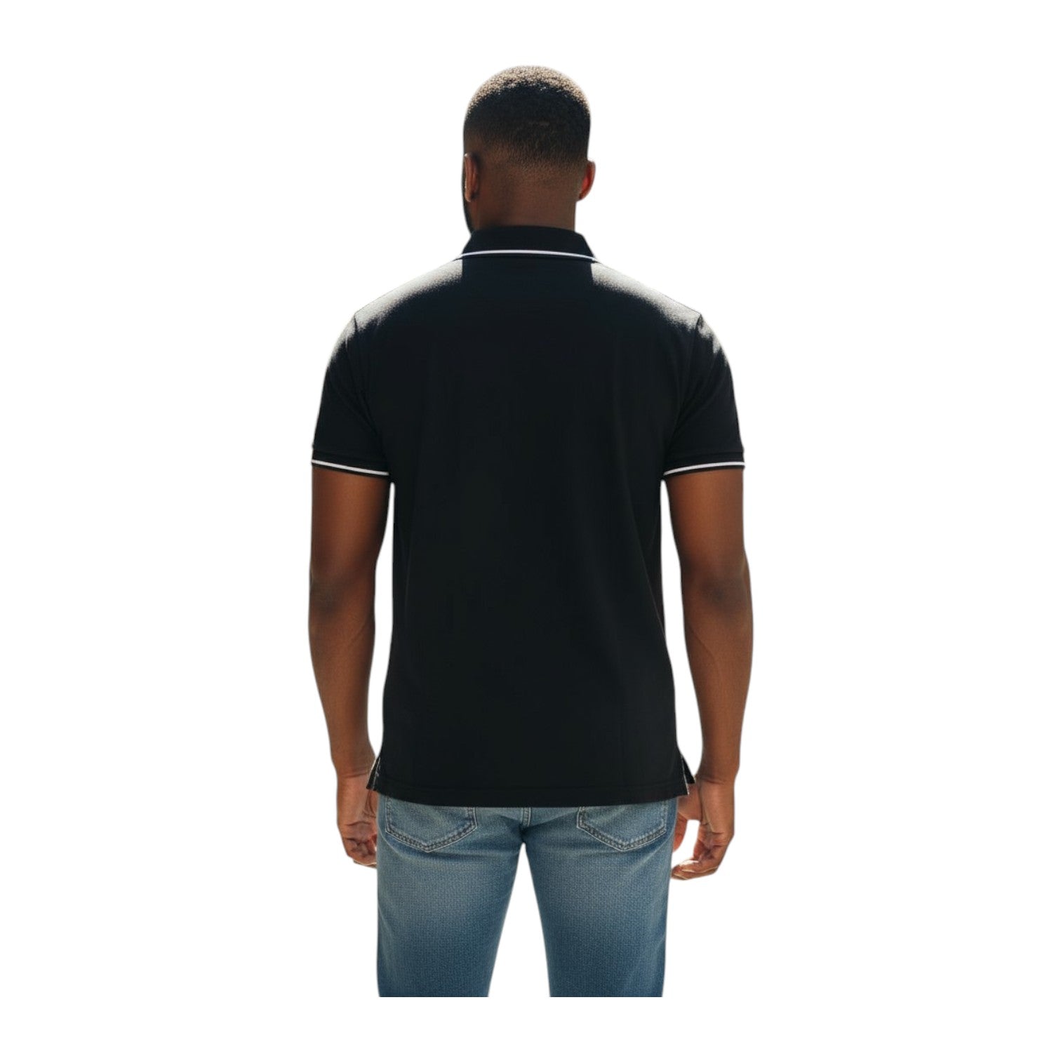 Polo Men’s DM Button Golfer – Classic Black Short Sleeve Golf Polo Shirt