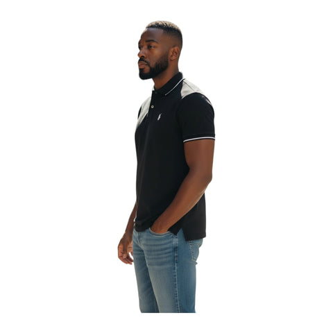 Polo Men’s DM Button Golfer – Classic Black Short Sleeve Golf Polo Shirt