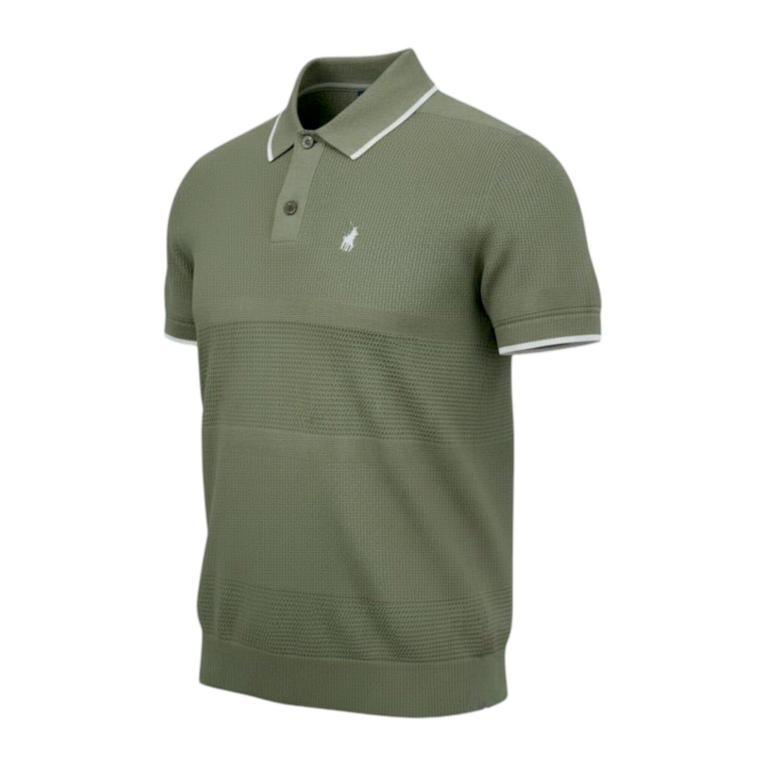 Polo Men’s Textured Tipped Knitted Short Sleeve Golfer | Fatigue Green