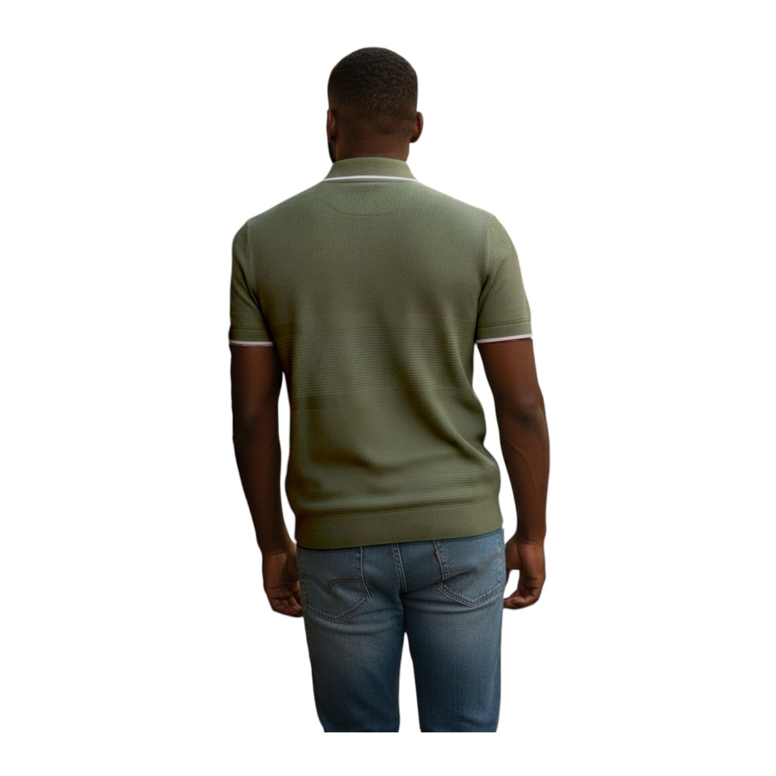 Polo Men’s Textured Tipped Knitted Short Sleeve Golfer | Fatigue Green