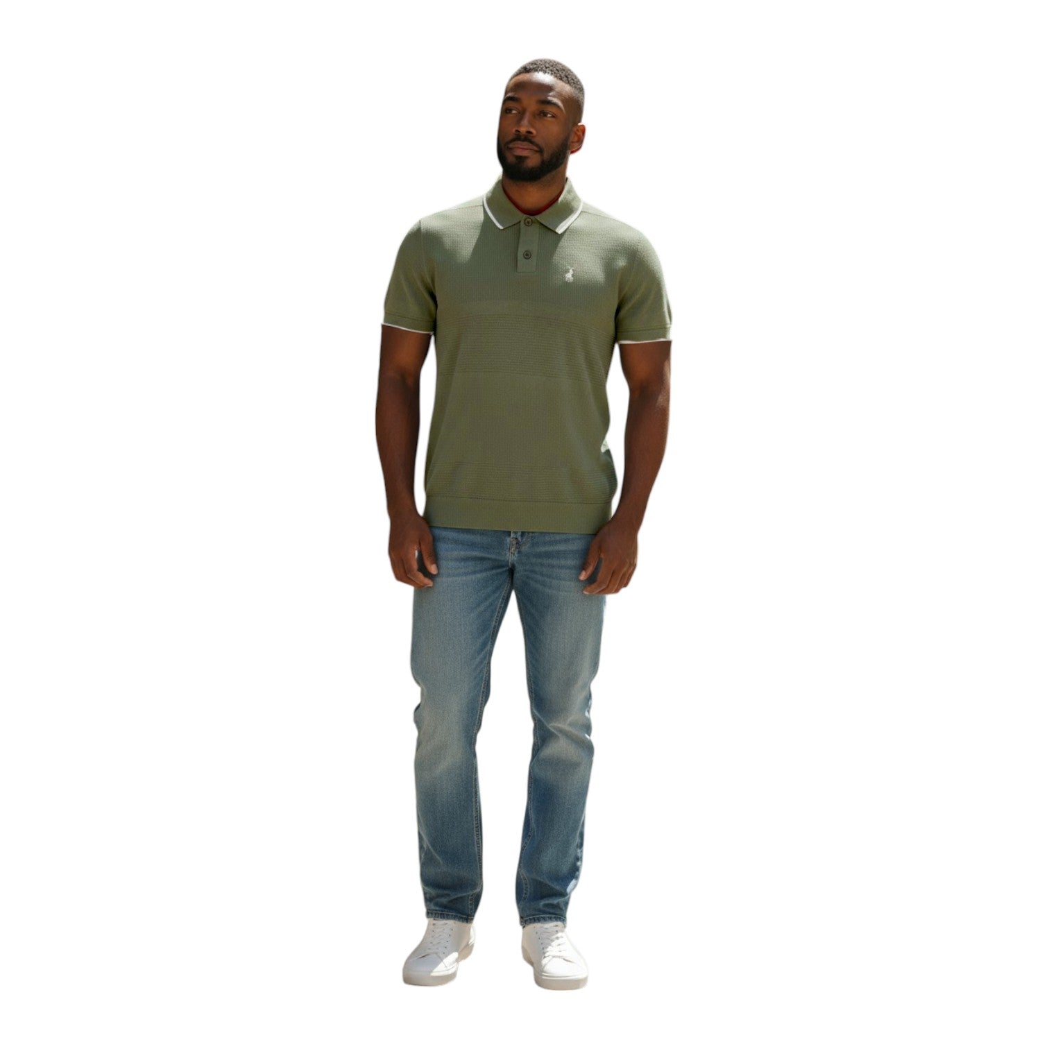 Polo Men’s Textured Tipped Knitted Short Sleeve Golfer | Fatigue Green