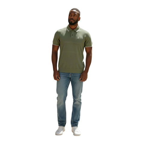 Polo Men’s Textured Tipped Knitted Short Sleeve Golfer | Fatigue Green