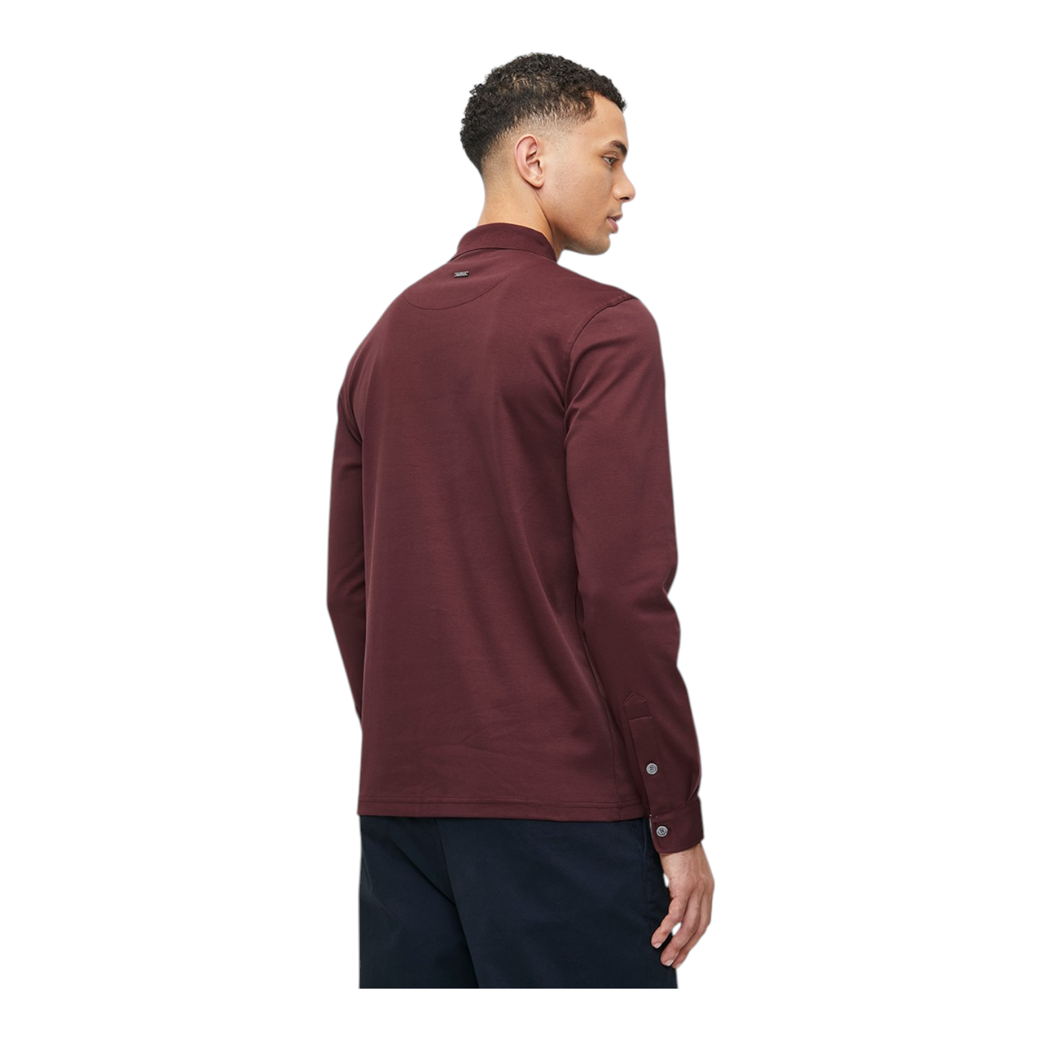 Polo Mens Double Yarn Long Sleeve Golfer - Burgundy