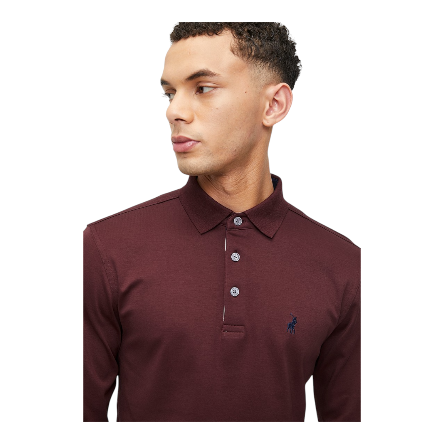 Polo Mens Double Yarn Long Sleeve Golfer - Burgundy