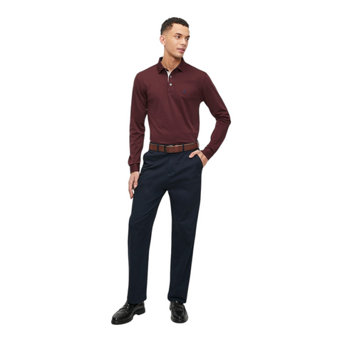 Polo Golfer Long-sleeve Double Yarn Burgandy