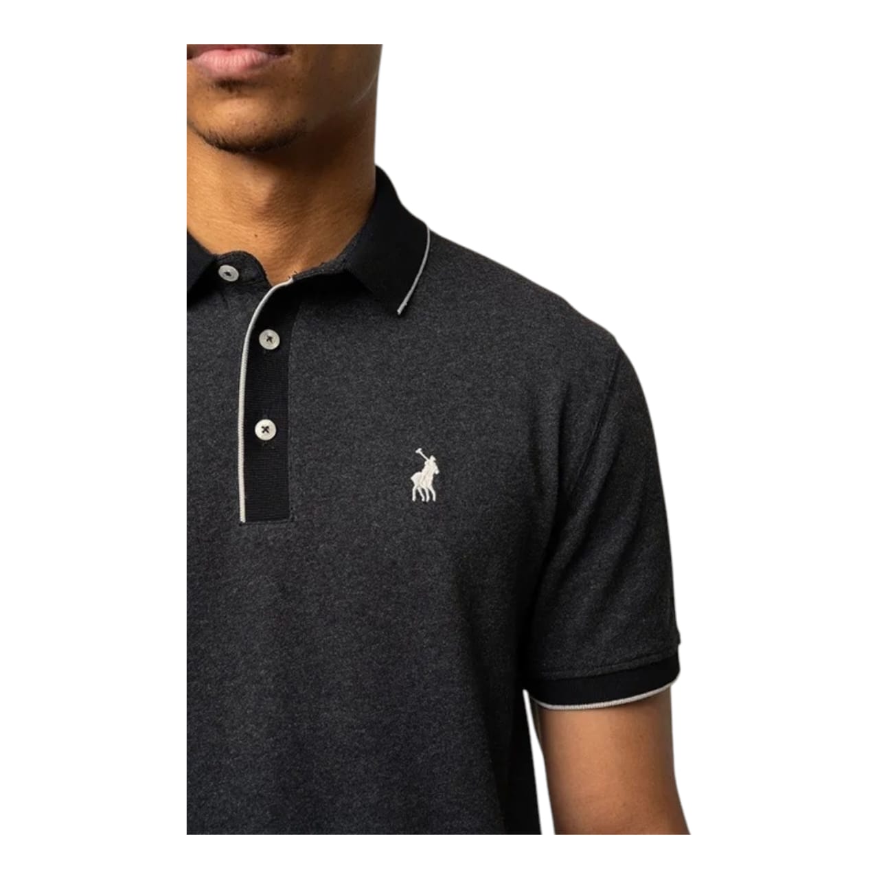 Polo Tipped Custom Fit Short Sleeve Golfer - Melange