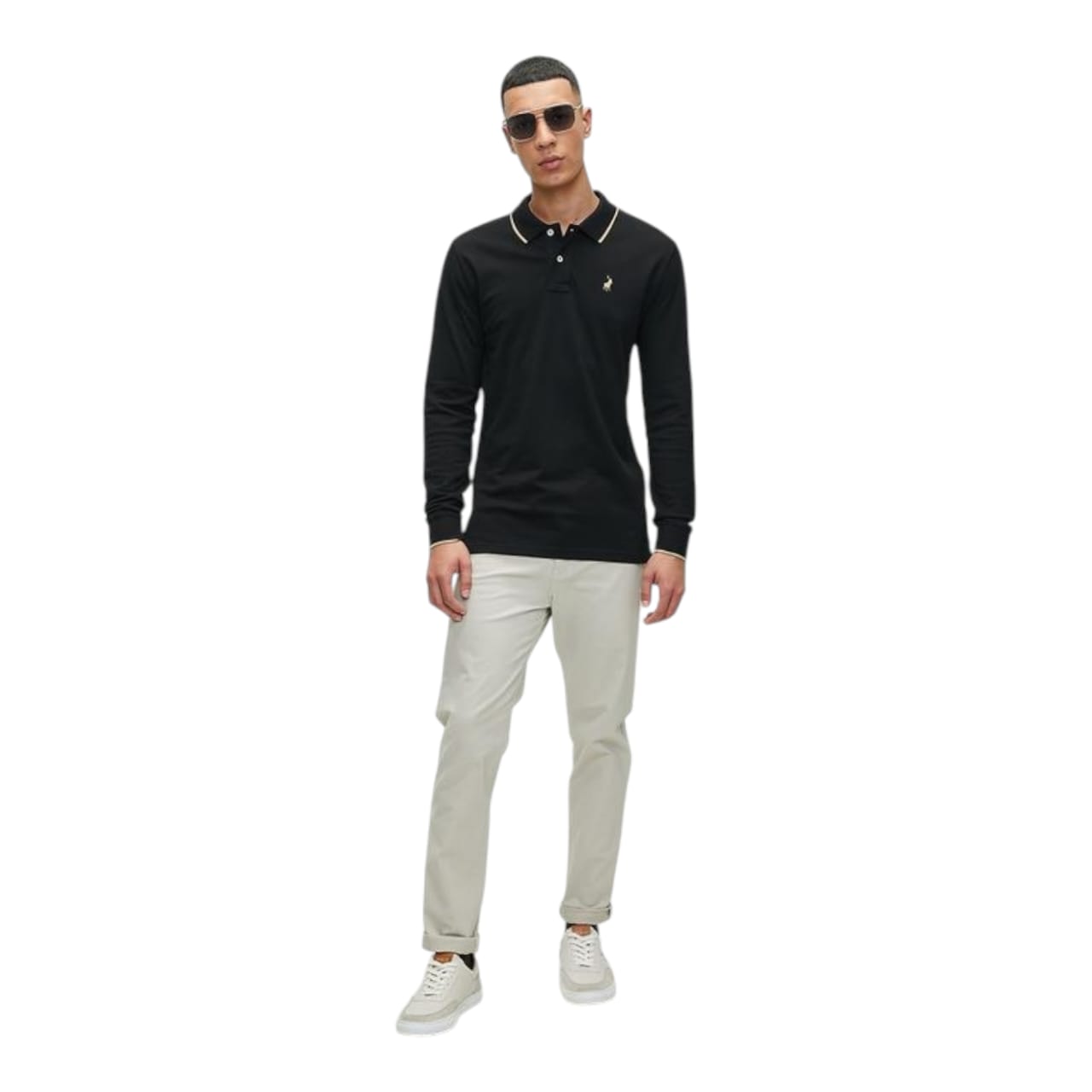 Polo Long Sleeve Pique Golfer - Black