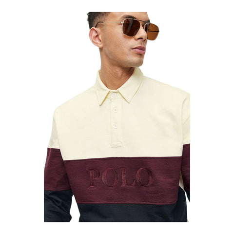 Polo Golfer Sweater L/S Colour Block Cream/Burgandy