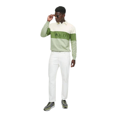 Polo Golfer Sweater L/S Colour Block Beige/Green