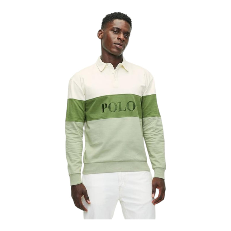 Polo Golfer Sweater L/S Colour Block Beige/Green