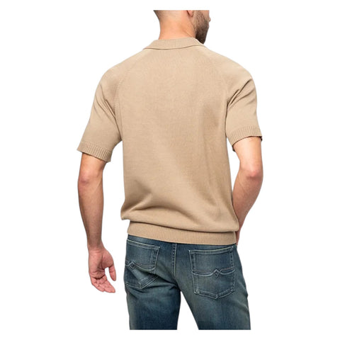 Polo Men’s Knitted Short Sleeve Golfer – Camel Brown Classic Knit Polo Shirt
