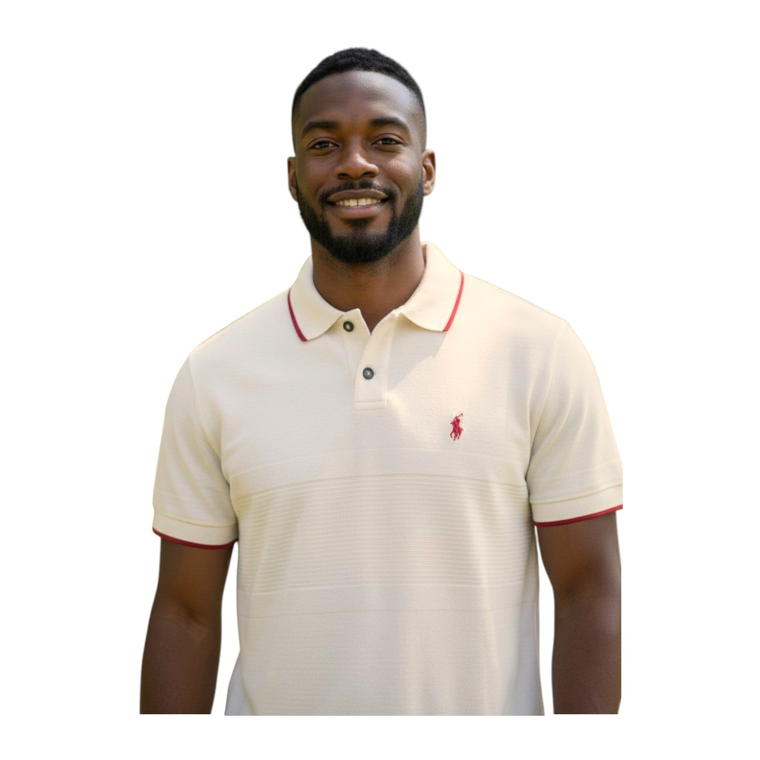 Polo Men’s Textured Tipped Knitted Short Sleeve Golfer | Stone