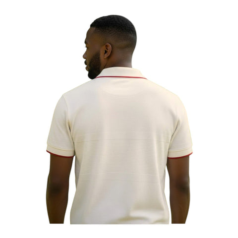 Polo Golfer Knitted Textured Tipped Stone