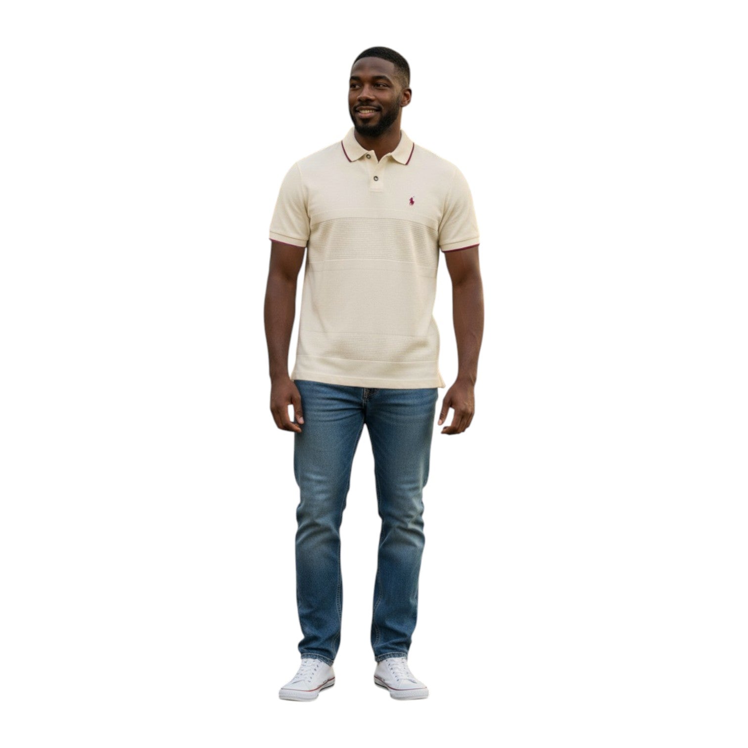Polo Men’s Textured Tipped Knitted Short Sleeve Golfer | Stone