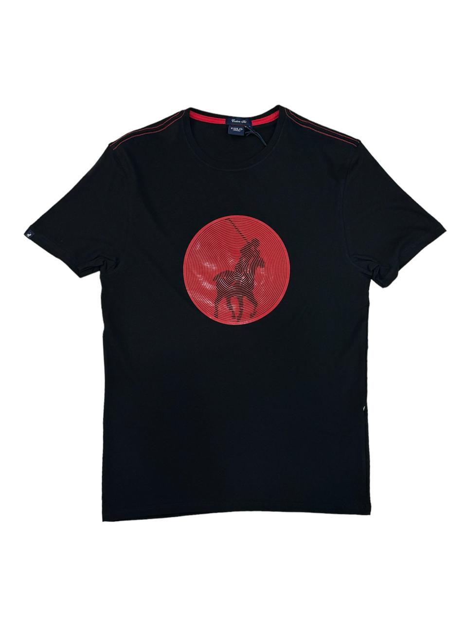 Polo Crew T-Shirt Circle Pony - Black & Red