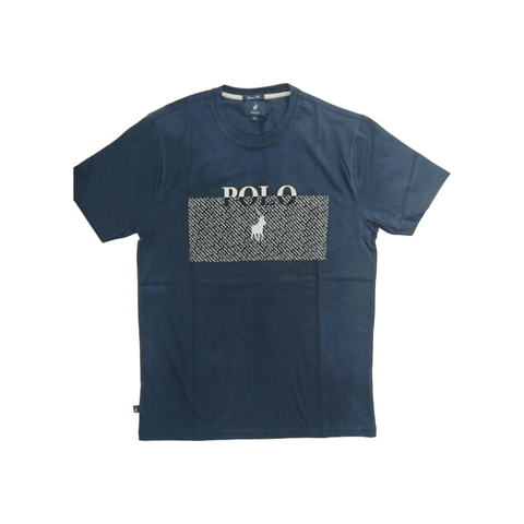 Polo Crew Logo Block Printed T-Shirt  -Navy