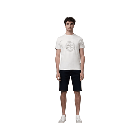 Polo T-Shirt Crest Embroidered White