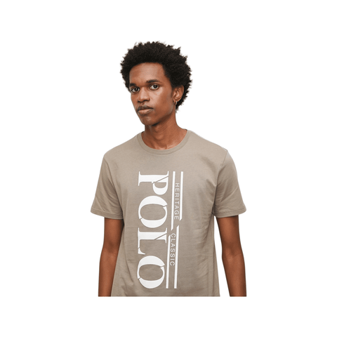 Polo T-shirt Bold Logo Printed Taupe