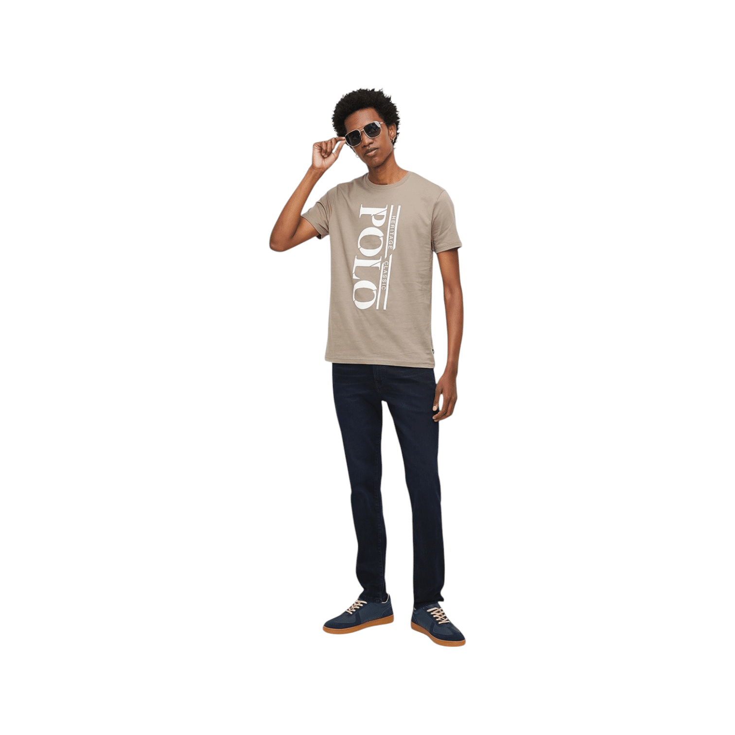 Polo T-shirt Bold Logo Printed Taupe