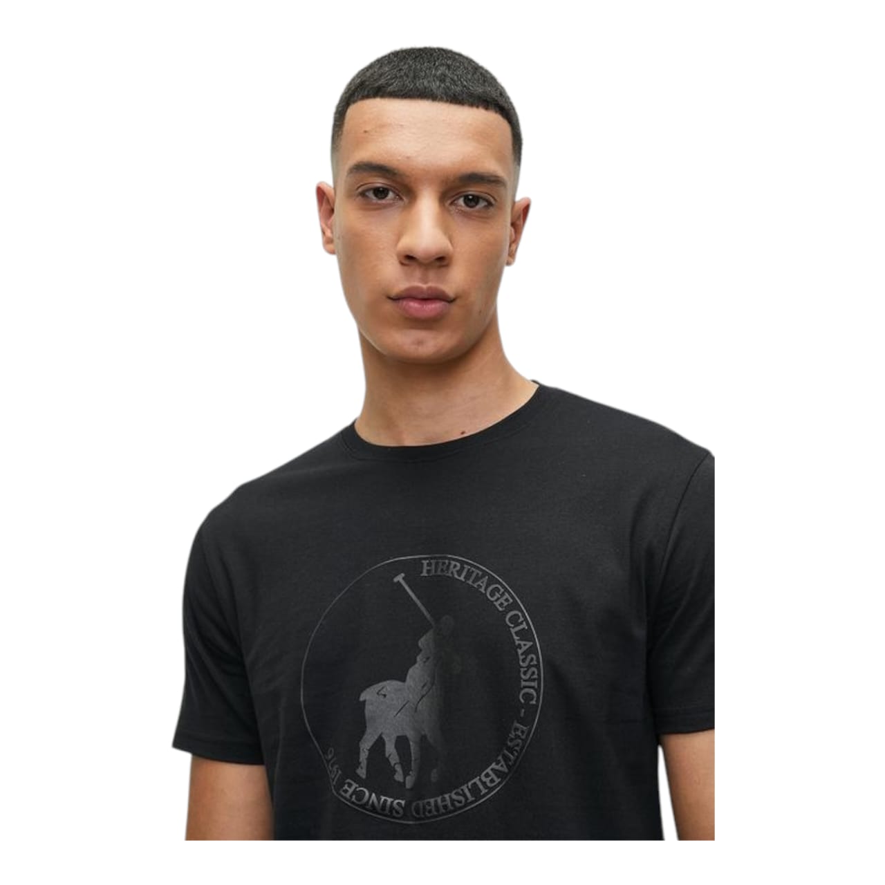 Polo Crew T-shirt Heritage Logo- Black