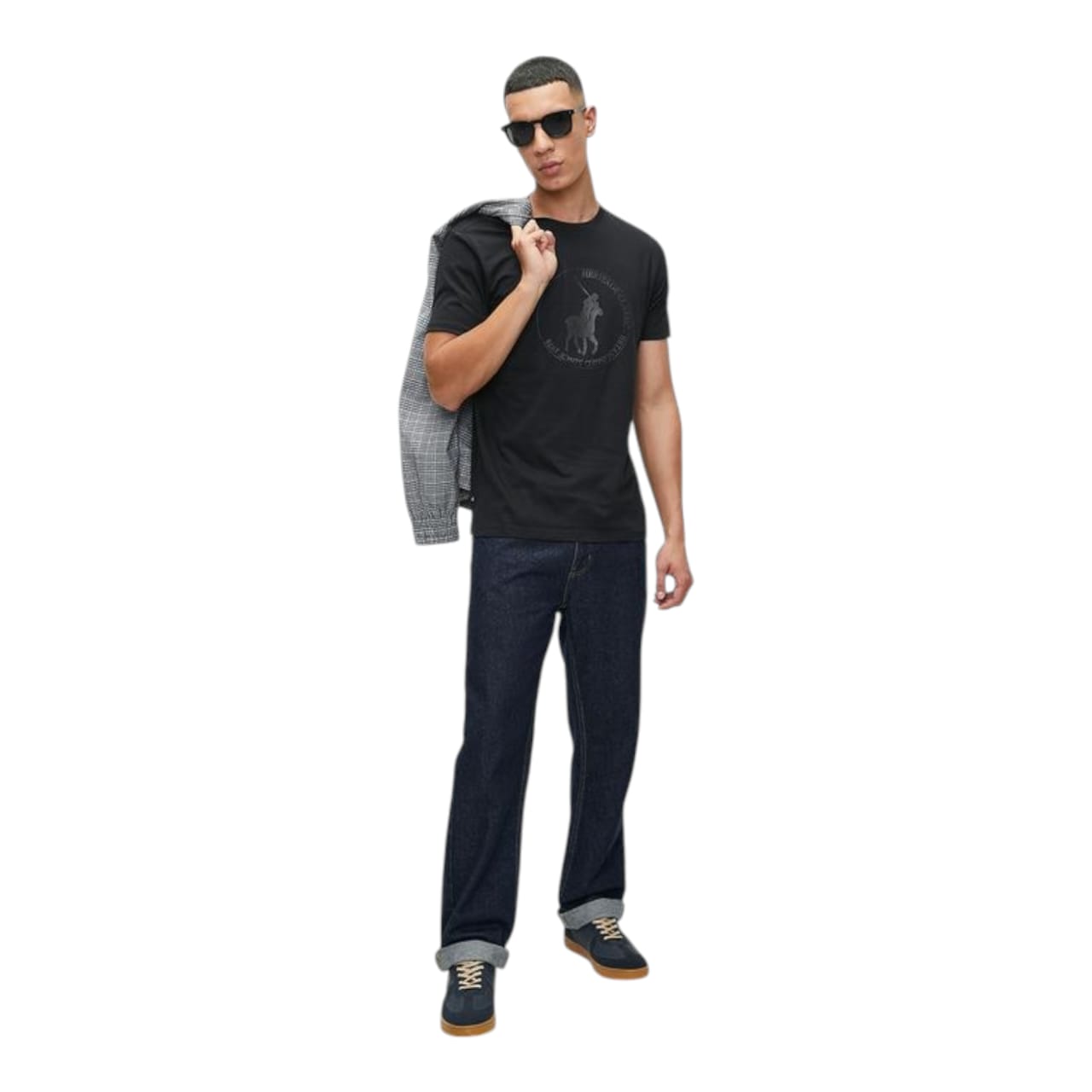 Polo Crew T-shirt Heritage Logo- Black