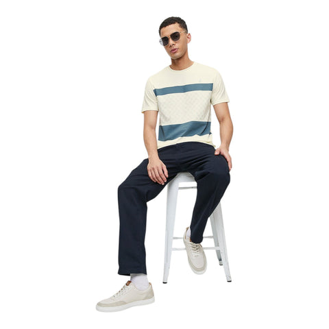 Polo T-Shirt Stripe Cream/Blue