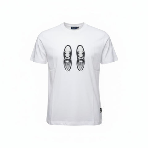 Polo Men’s PJC Sneaker Logo Tee – White Graphic Cotton T-Shirt
