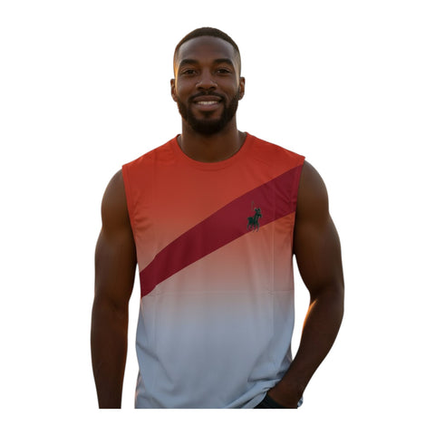Polo Men’s Sport Sleeveless Tee – Abstract Print Athletic Tank Top | Orange