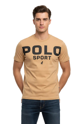 Polo T-Shirt Sport Bold Logo Tan