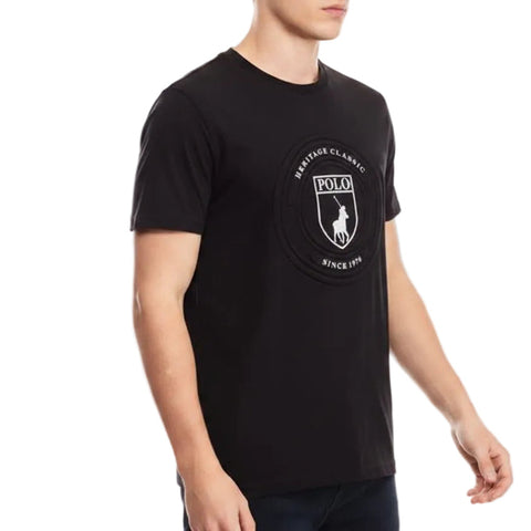 Polo T-Shirt Embossed Crest Black
