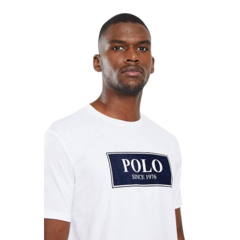 Polo T-Shirt Flock Logo White