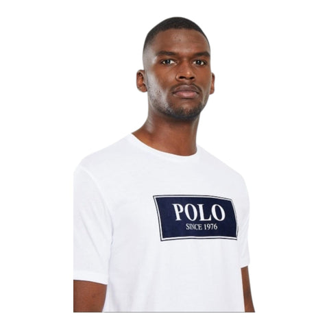 Polo Flock Logo Crew T-shirt - White