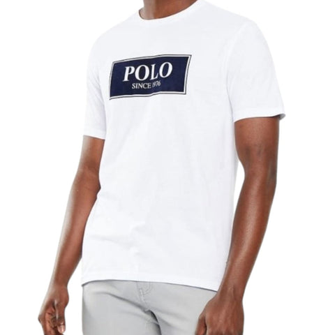 Polo T-Shirt Flock Logo White
