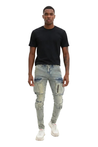 Cutty Victory Cotton Cargo Jeans – Bleach Wash