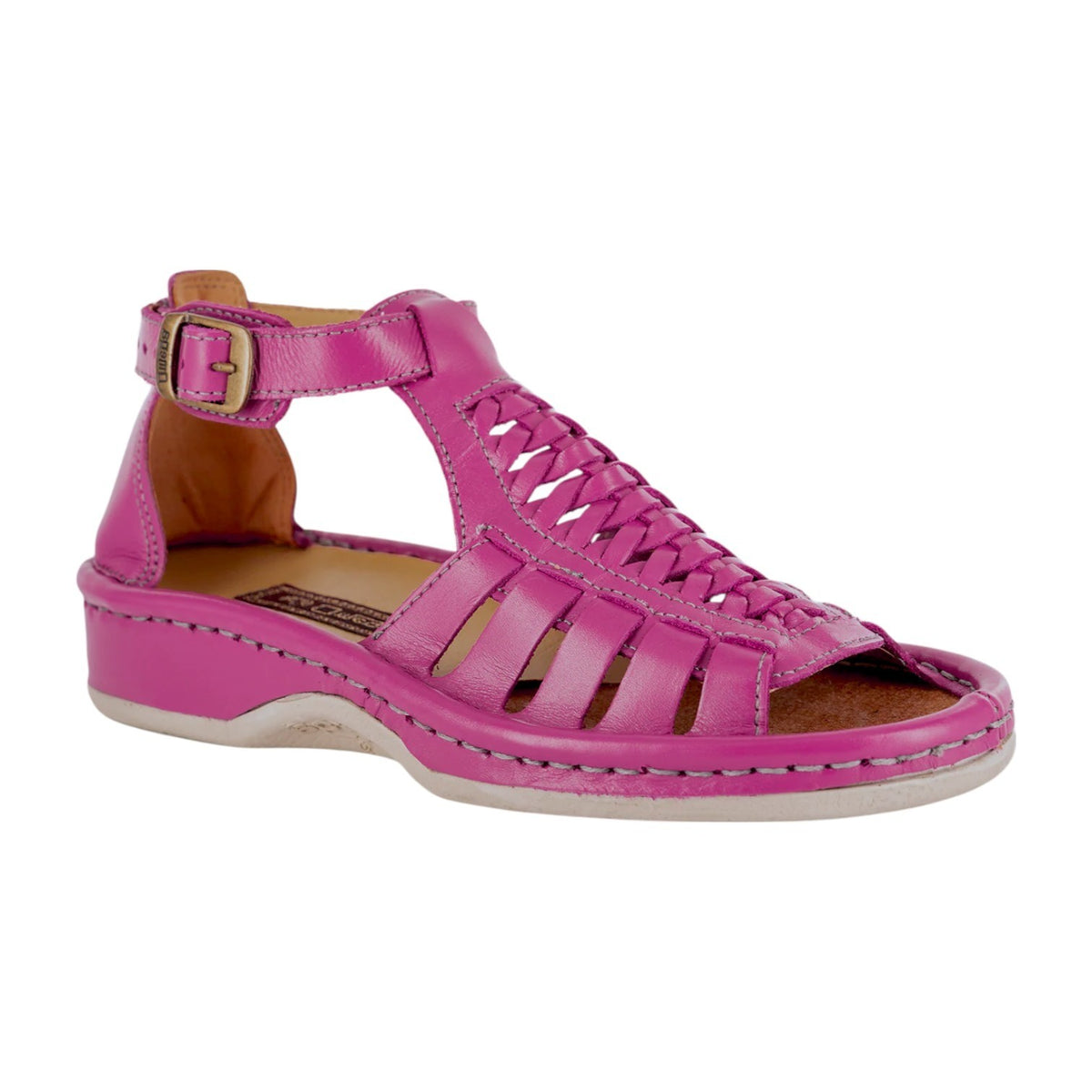 Ladies Omega Fassie Leather Soft Saddle Sandals Pink