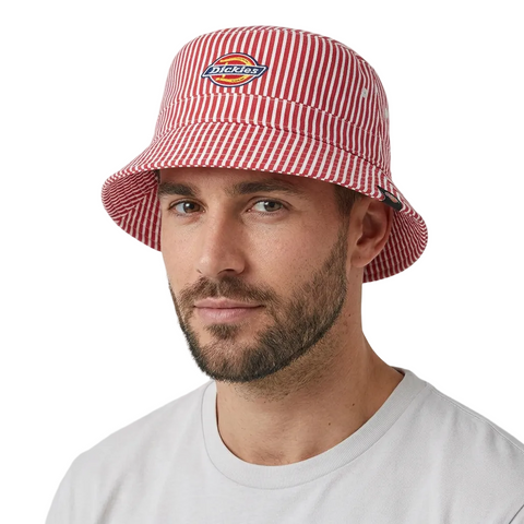 Dickies Bucket Hat Hickory Stripe Red/White