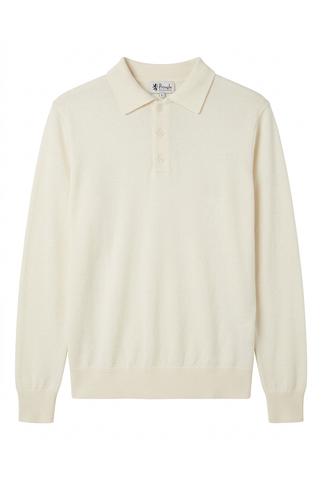 Pringle Long-Sleeve 3 Button Golfer Off White