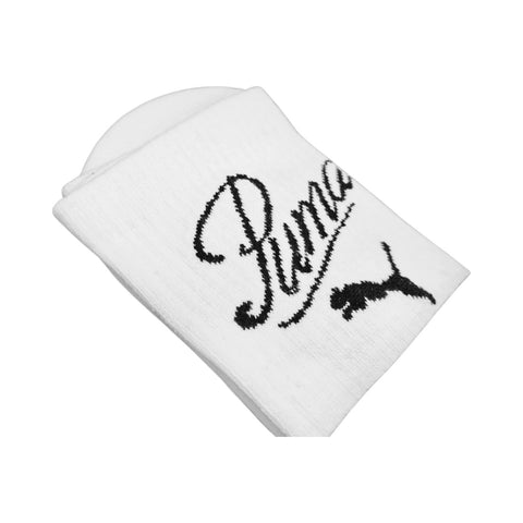 Puma Mens Script Logo Crew Socks - Black/White