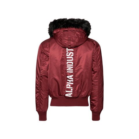 Alpha Industries 45/P Hooded Bomber Jacket Fur Burgandy